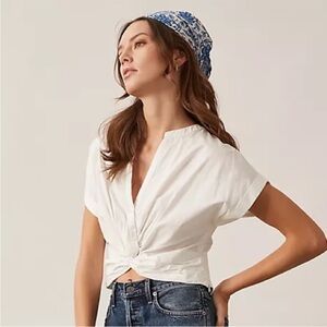 Sunday in Brooklyn White Twist-Front Blouse